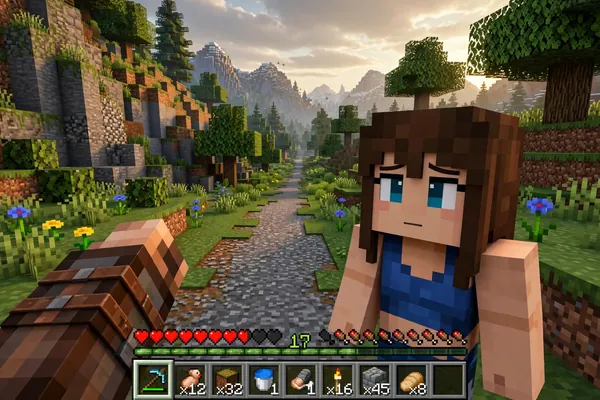 Jenny close to the player on uneven terrain