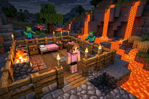 Jenny near lava or a cliff edge with the player guiding her